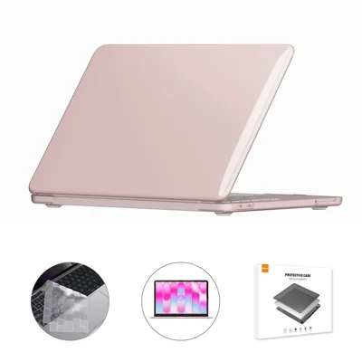 ENKAY HAT PRINCE For MacBook Neo 13 inch (2026) A3404 512G Crystal PC Laptop Case + Ultra Thin TPU Keyboard Cover + PET Screen Film 3 in 1 Kit, EU Keyboard Layout - Pink