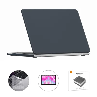 ENKAY HAT PRINCE For MacBook Neo 13 inch (2026) A3404 512G Matte PC Laptop Case + Ultra Thin TPU Keyboard Cover + PET Screen Film 3 in 1 Kit, EU Keyboard Layout - Black