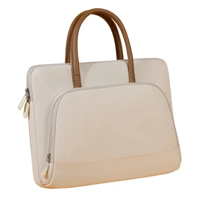 C100 Laptop Handheld Bag for 15-16.1 inch Notebook Triple Layer Protection Protective Sleeve Bag Portable Computer Case Carrying Briefcase - Beige