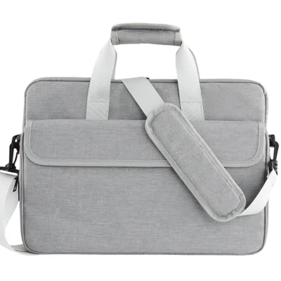 Crossbody Laptop Bag for 17 inch Notebook Magic Tape Closure Large Capacity Computer Tablet Bag with Adjustable Strap - Grey