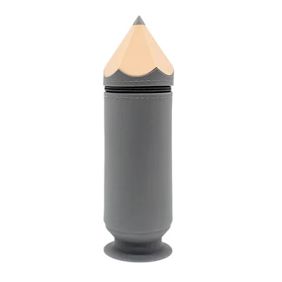 Creative Pencil Shape Stand-up Silicone Pencil Case for Students Large Capacity Waterproof Stationery Storage Pouch - Gray