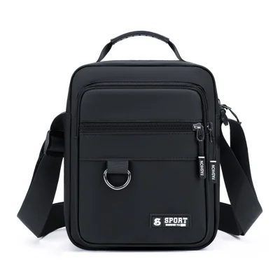 WEIXIER WD8047 Men Crossbody Bag Waterproof PU Leather Lightweight Business Shoulder Bag for Work Travel - Black