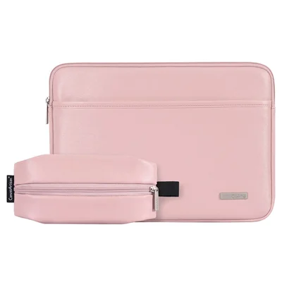 CANVASARTISAN L6-T0601 Housse pour ordinateur portable 13 pouces 355 x 251 x 24mm Étui de protection en similicuir PU avec pochette de rangement - Rose