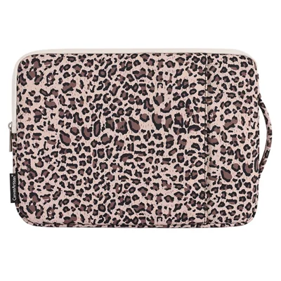CANVASARTISAN H31-89 Pochette pour ordinateur portable 13 pouces 355 x 251 x 24 mm Étui de rangement pour tablette avec poignée - Imprimé léopard