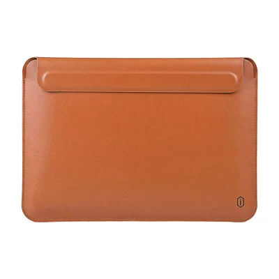 WIWU SKIN ULTRA 15.3 inch Laptop Stand Sleeve PU Leather Foldable Dual Magnet Cover - Brown