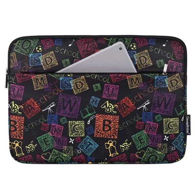 CANVASARTISAN H17-11 Colorful Letter Pattern Portable Laptop Sleeve for 11-inch Notebook Zipper Bag