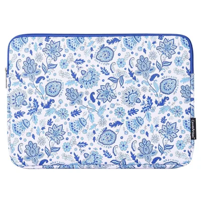 CANVASARTISAN G54-01 Flower Pattern Printed Anti-scratch Sleeve Bag for 12-inch Laptops Shockproof PU Leather Carry Case Portable Storage Bag