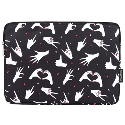 CANVASARTISAN H21-01 Finger Pattern Printed Anti-wear Sleeve Bag for 12-inch Laptops PU Leather Carry Case Portable Storage Bag