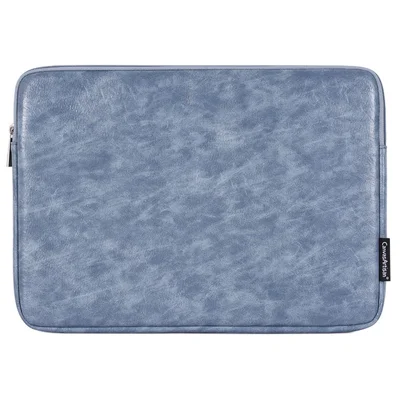 CANVASARTISAN L31-03 PU Leather Zipper Design Sleeve Bag for 12-inch Laptops Carry Case Portable Storage Bag - Blue