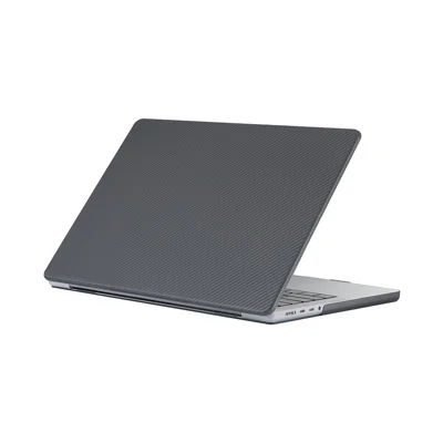 Für MacBook Pro 16 Zoll (2024) (2023) (2021) A2485 Hartschalen-Deckel mit Carbon-Faser-Optik, stoßabsorbierend – Schwarz
