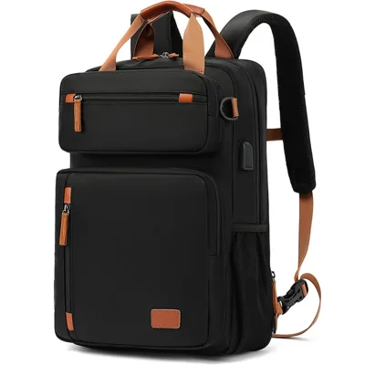COOLBELL 10010 15,6 inch Laptoprugzak Waterafstotend Nylon Uitbreidbare Businessreistas met USB-opladerpoort - Zwart