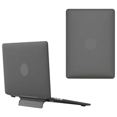 For MacBook Pro 14 inch (2026) A3427 A3426 / (2025) A3434 A3112 A3185 A3401 / (2024) A2918 A2992 / (2023) A2779 / (2022) / (2021) A2442 Matte PC Case Anti-Scratch Protective Laptop Cover with Kickstand - Black