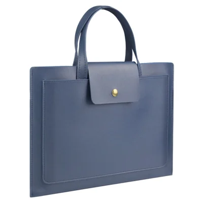 0814 13 / 14 inch Waterproof PU Leather Laptop Handbag Ultra Thin Notebook Carrying Bag - Blue