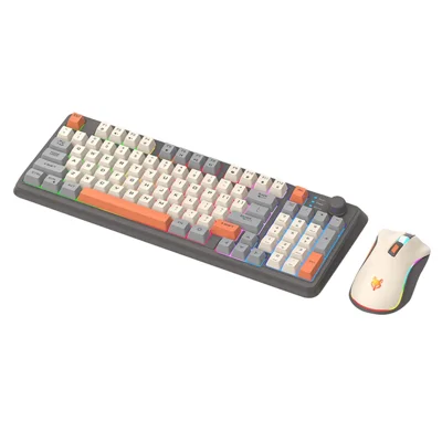 Clavier filaire XUNFOX K820 94 touches avec jeu de couleurs mélangées et souris 6 boutons (clavier à film mince) - Faible luminosité