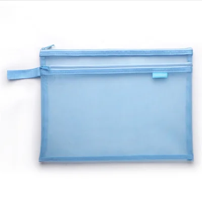 HE CHOOSES D045 A4 File Bag Nylon Document Stationery Zipper Storage Pouch - Blue