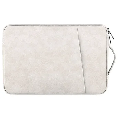ND03S 14.1-15.4 inch PU Leather Laptop Bag Shockproof Notebook Handbag - Silver Grey