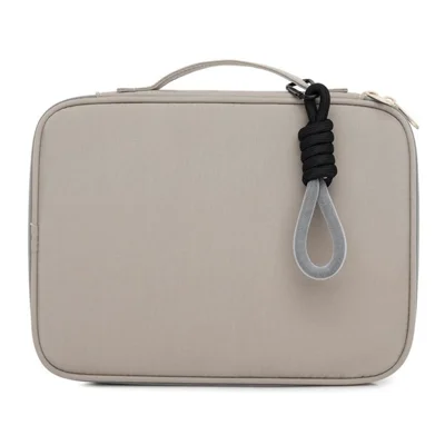 606 9.7 / 11 Inch Nylon Tablet Storage Pouch Laptop Bag with Hanging Ornament - Grey