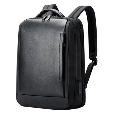 BOPAI 15.6 inch Laptop Backpack Genuine Cow Leather Water Resistant Business Travel Rucksack