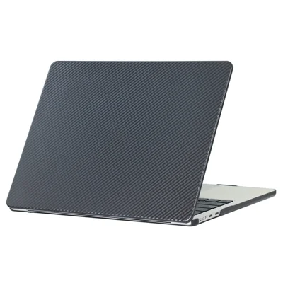 For MacBook Air 13 inch (2026) A3449 / (2025) A3240 / (2024) A3113 / (2022) A2681 Case Carbon Fiber Texture Plastic Laptop Hard Shell - Black