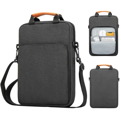 Vertical Carrying Bag for 13.3 inch Laptop Oxford Cloth Shockproof Handbag Crossbody Bag - Black