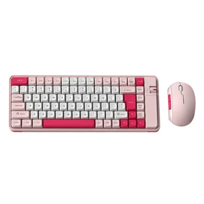 QW07 Wireless Keyboard Mouse Set Home Office Computer Bluetooth-compatible 5.0 Keyboard + Mouse - Pink