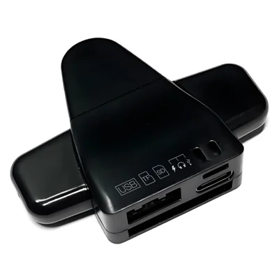 USB / 8-Pin / Type-C Plug Card Reader USB+SD+TF+USB-C Memory Card U-Disk Hard Disk Adapter - Black