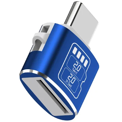 Aluminum Alloy Mini Type-C Card Reader Supports Up to 2TB TF Card, 25MB / s Read Speed - Blue