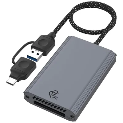 Type-C / USB to Cfexpress Type-B 2 in 1 Card Reader High Speed 10Gbps Memory Card Reader - Grey