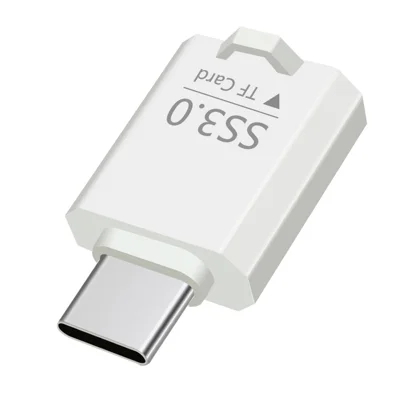 SS3.0 USB-C TF Card Reader Mini Type-C to MicroSD High Speed 3.0 Adapter for Windows  /  MacOS  /  Linux  /  Android  /  iOS - White