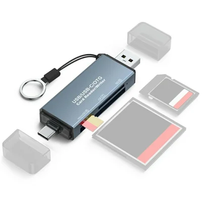 YC-721 Lettore di Schede USB-A + Type-C a CF / SD / TF Adattatore OTG per Smartphone Tablet Laptop
