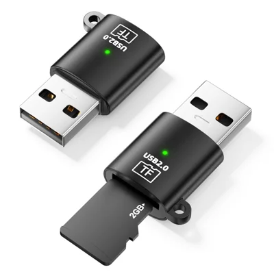 USB 2.0 to TF Card Reader Portable Memory Card Adapter with Lanyard Hole for PC Smartphone Data Transfer - Black
