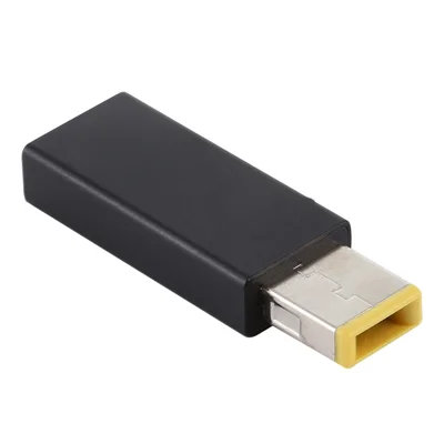 Type-C Female to Rectangle Male PD 20V DC Power Adapter Square Charger Converter for Lenovo Laptop - Black