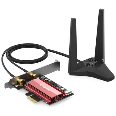 WAVLINK WS-WN675X2-B Bluetooth-Compatible 5.2 WiFi 6E AX3000 Pcie WiFi Network Card 3000Mbps Tri-Band Wireless Adapter for PC Computer