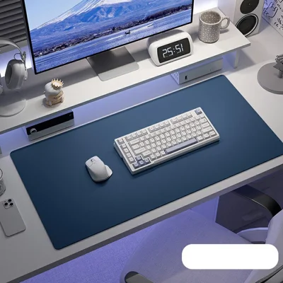 40 x 90cm Waterproof Stain Resistant Mouse Mat 1.7mm PU Leather Gaming Mouse Pad for Home / Office - Navy Blue