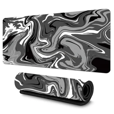 600x300x2mm Mønsterprintet Musmåtte, Anti-rutsle Gummibund, Stor Spilmusmåtte - Grå Bølge