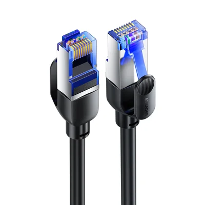 ESSAGER EXCWXY-JH01-P 2m CAT8 Ethernet Round Cable Home Office 40Gbps 2000MHz for Laptop Modem Router - Black
