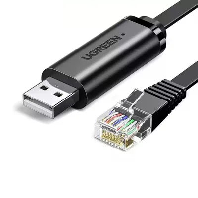 UGREEN CM204 50773 1.5m USB 2.0 to RJ45 Console Cable with FTDI Chip for Router Switch Server - Black