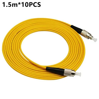 10Pcs 1.5m FC / UPC to FC / UPC Single Mode Simplex Fiber Optic Patch Cable for Fiber Network Equipment - Yellow