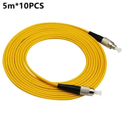 10Pcs 5m FC / UPC to FC / UPC Single Mode Simplex Fiber Optic Patch Cable for Fiber Network Equipment - Yellow