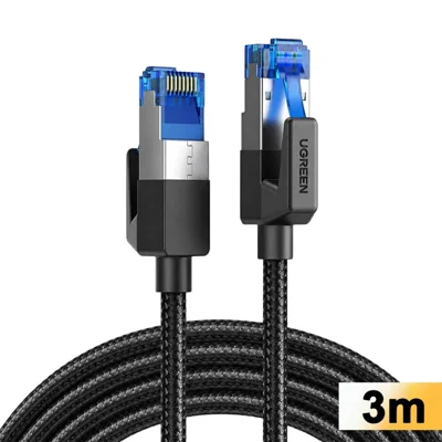 UGREEN NW153 80432 3m CAT8 Ethernet Cable 40Gbps F / FTP Shielded Twisted Pair RJ45 Network Cable - Black
