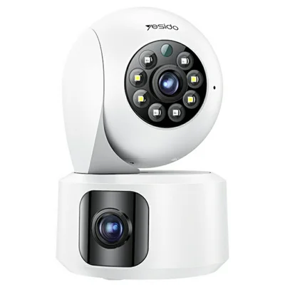 YESIDO KM16 Indoor Dual Lens Camera Wireless Security Cam WiFi Surveillance System with Night Vision / Two-Way Audio / Motion Detection - White / EU Plug