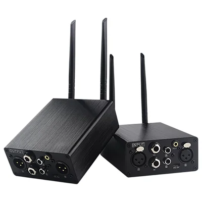 Trasmettitore Audio Wireless AU680A Set Ricevitore Connettore XLR Bassa Latenza Lungo Raggio 100M / 328ft - Spina USA