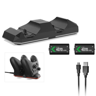 Station de charge DOBE TYX-695A pour Xbox Series X/S / Manette Xbox One Elite 2 Chargeur double avec 2 batteries - Noir