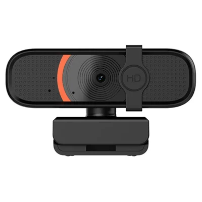 Webcam HD USB 1080P L58 para ordenador con micrófono incorporado, enfoque automático y tapa de privacidad - Negro / Naranja