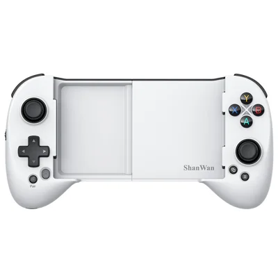 SHANWAN Ergonomischer Bluetooth-kompatibler Spielecontroller mit Vibrationsrückmeldung, kabelloses Gamepad – Weiß