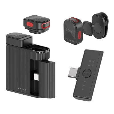 CYKE H01 2Pcs Wireless Lavalier Microphone with Charging Case Professional ENC Noise Cancelling Lapel Mic - Black