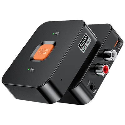 M1R BT 6.0 Audio Adapter for Stereo Systems Dual Output Receiver High Quality Audio Transmission - Black 
