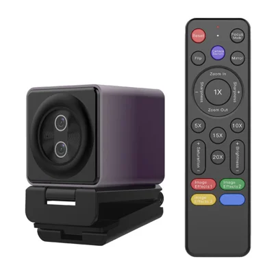 L43B Dual Lens 4K Ultra HD USB Webcam Auto Focus Computer Camera with Microphone and Remote Control - Black