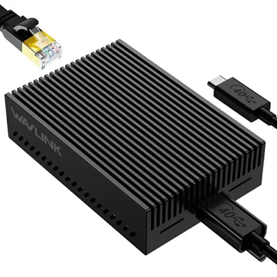 WAVLINK NWU342G 10Gbps Ethernet Adapter Aluminum Alloy RJ45 Network Converter for MacBook Windows - Black