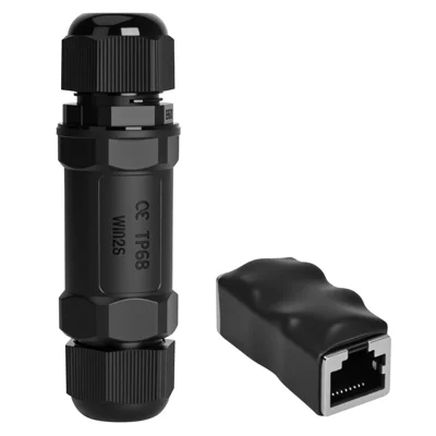 Acoplador RJ45 IP68 Impermeable, Extensor de Cable Ethernet Chapado en Oro de 24K, 1000 Mbps, para Starlink Gen 3 / Mini / Estándar 4 (Sin Protección contra Rayos) - Negro